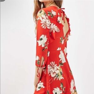 Topshop Red Puff Sleeve Fit and Flare Dress NWOT Size 4